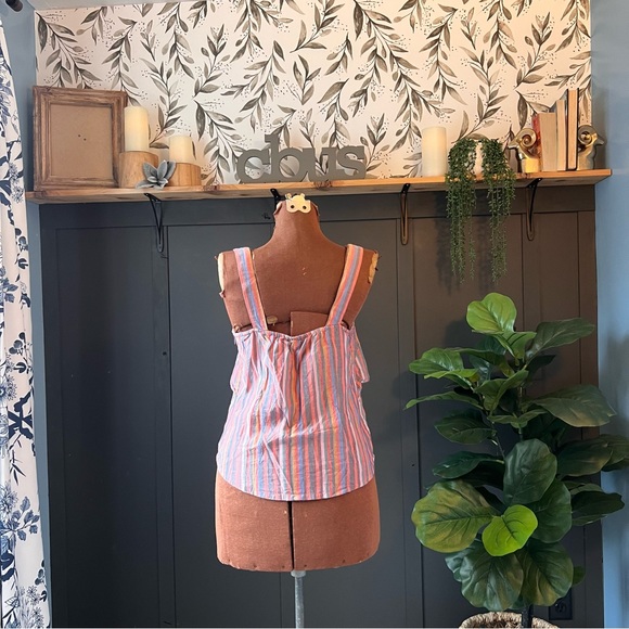 Madewell stripe tank top with bow detail style #L3050 size 4 - Picture 5 of 10